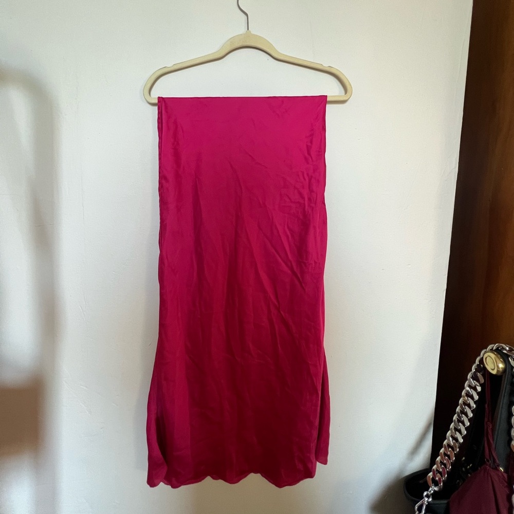 Hot pink midi slip skirt